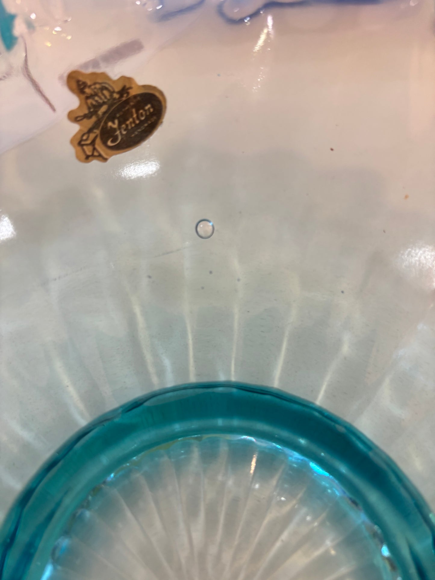 Vintage Fenton Blue Opalescent Bowl with a Ruffled Edge