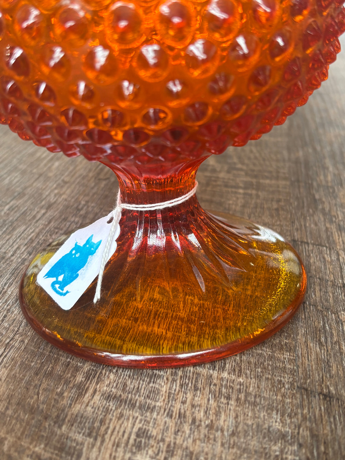 Vintage Fenton Amberina Hobnail Swung Vase | Mid-Century Art Glass