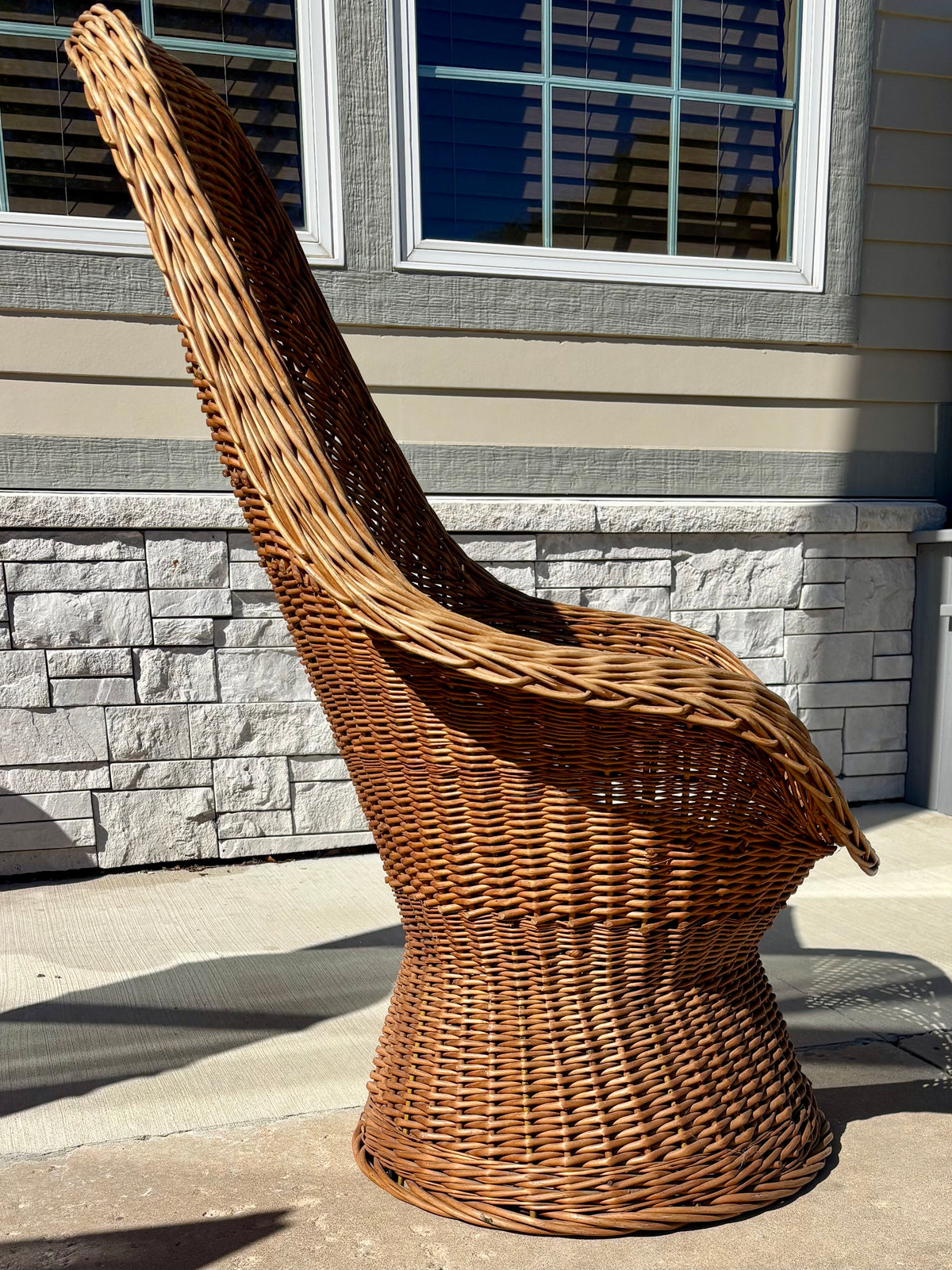 High-Back Wicker Pod Chair with Reversible Cushion